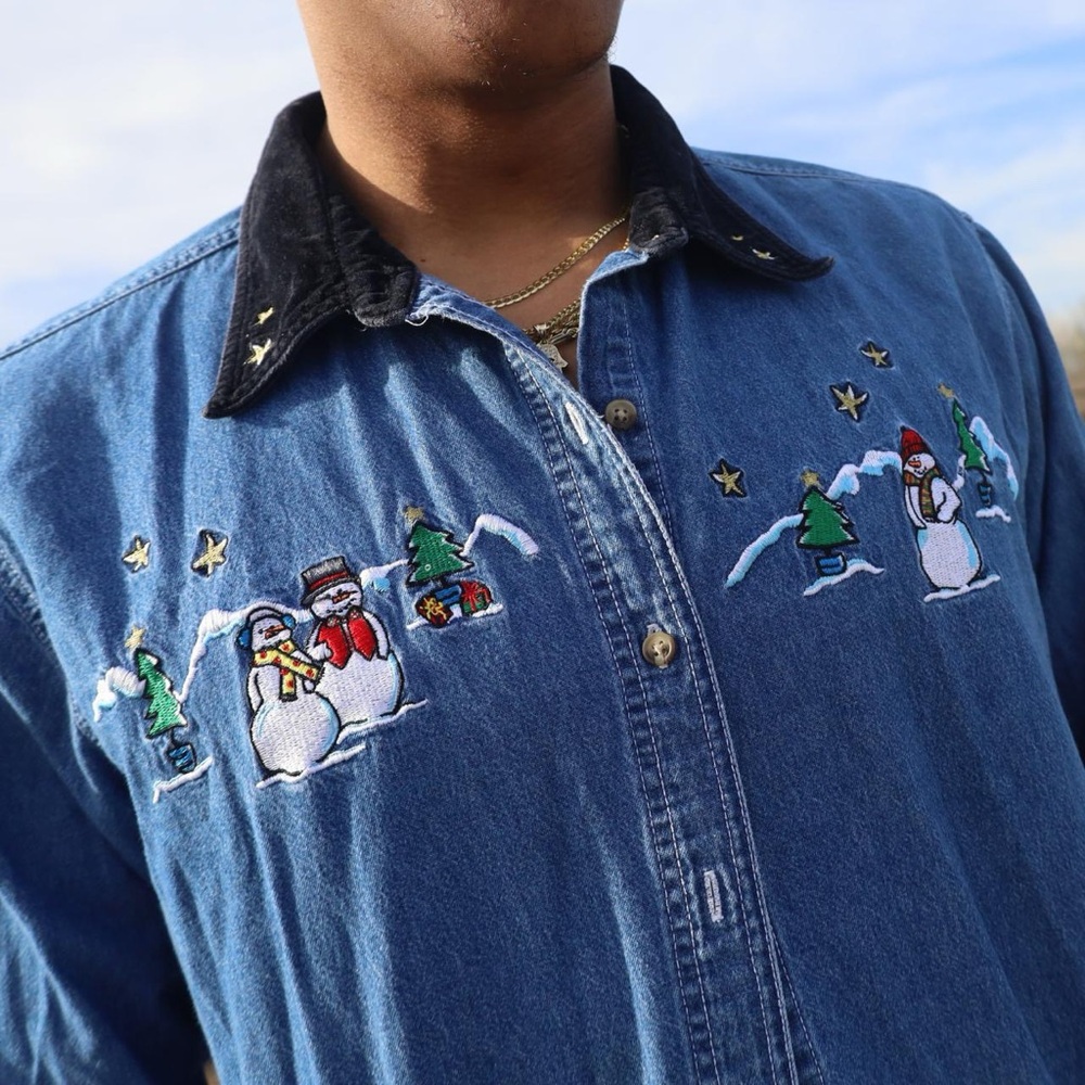 Basic Editions Blue Button Down Shirt Classic Sty… - image 8